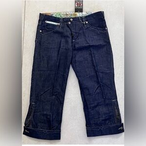 New Women Parasuco Linen Vintage Capri Low Rice Pant Size 27x20